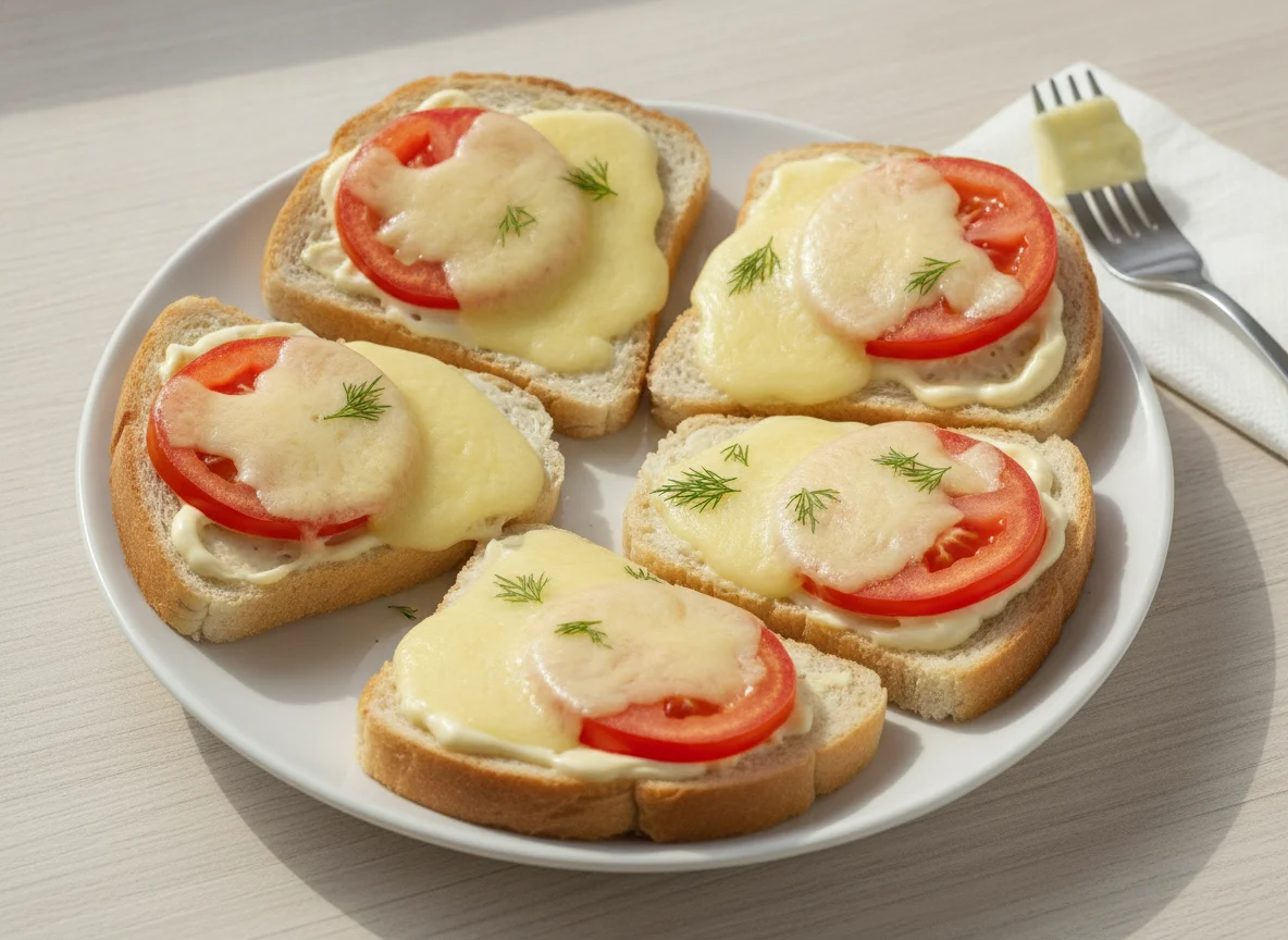 Горячие бутерброды с помидорами и сыром photo