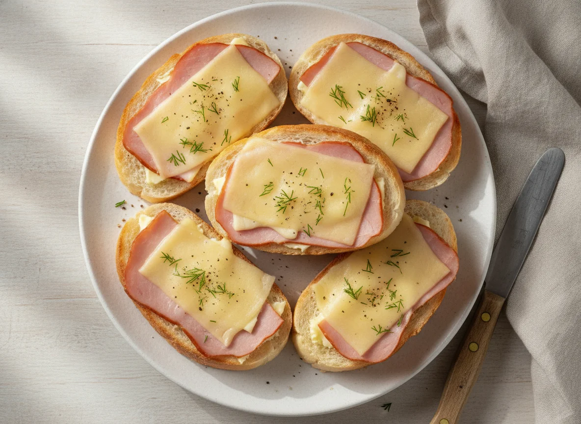 Горячие бутерброды с сыром и ветчиной photo