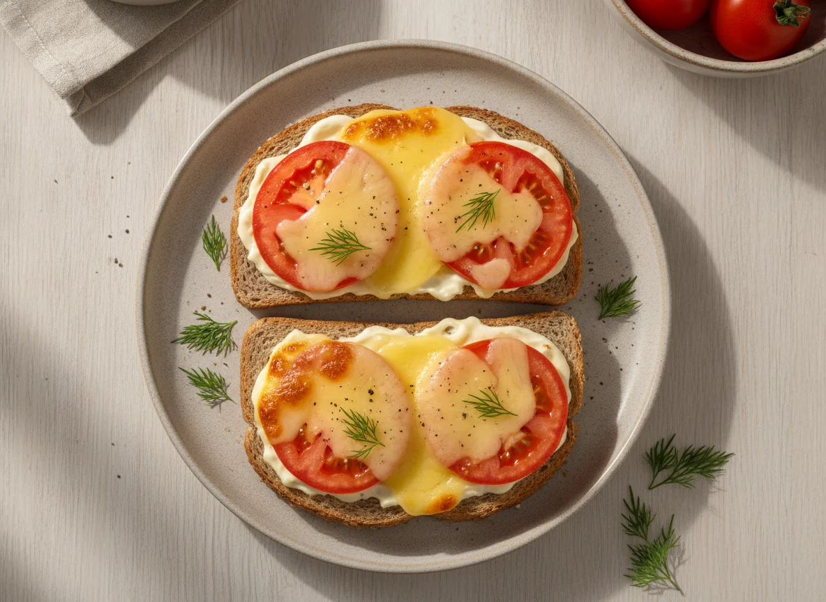 Горячий бутерброд с помидорами и сыром photo