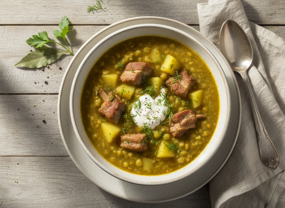 Гороховый суп с копченостями и картофелем photo