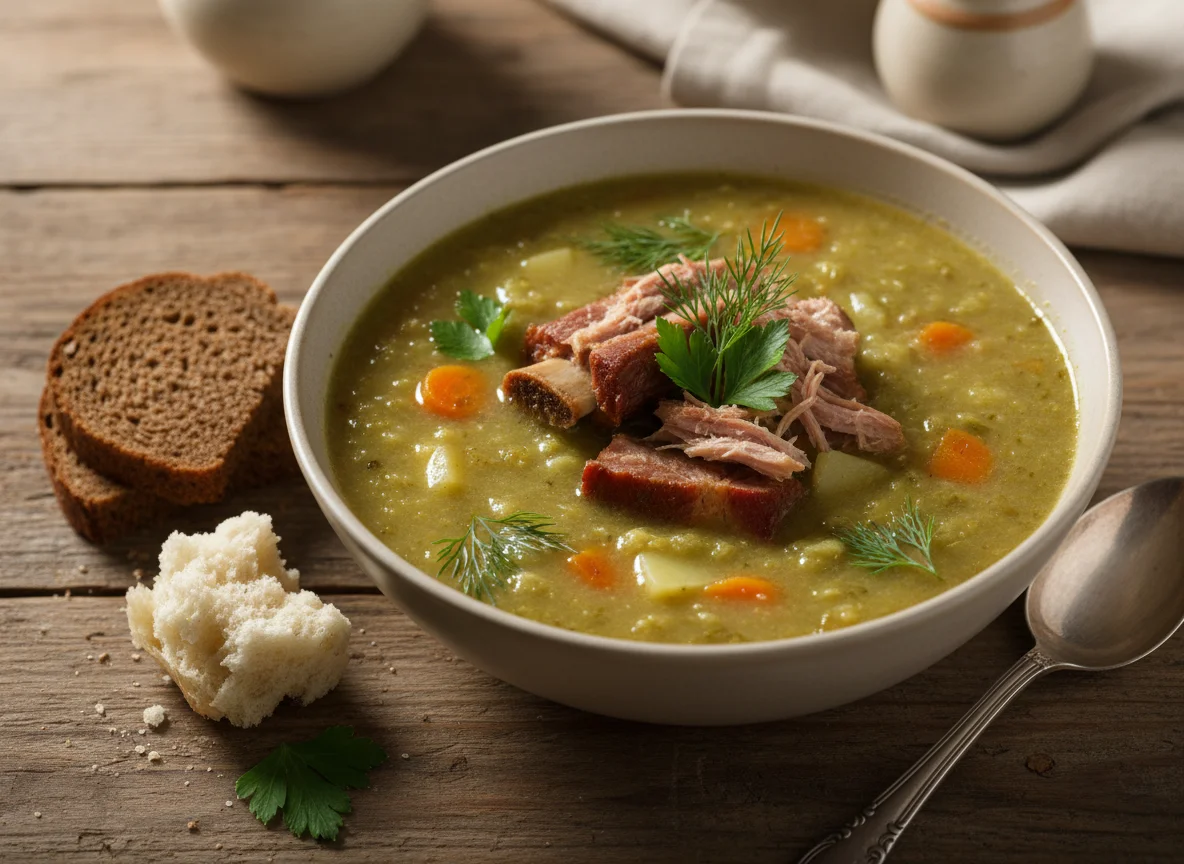 Гороховый суп с копчеными ребрами photo