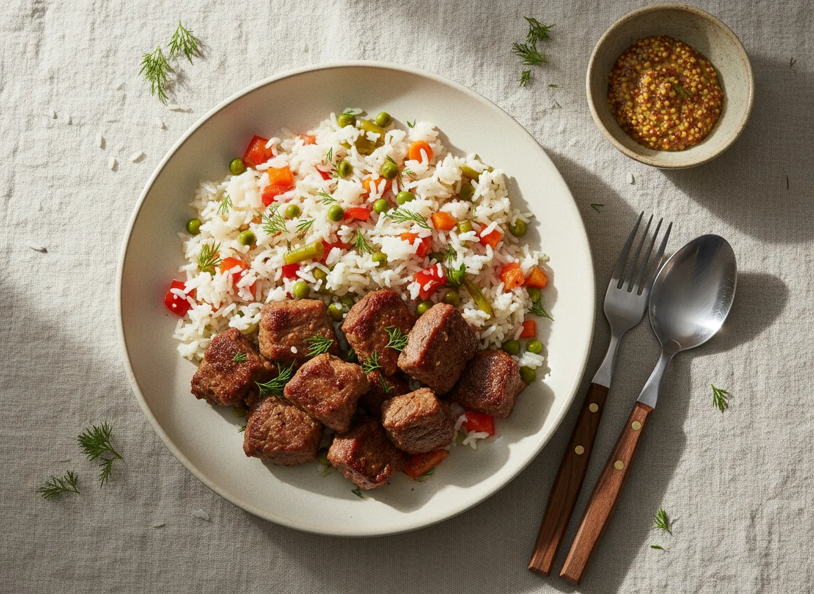 Говядина с рисом и овощами photo