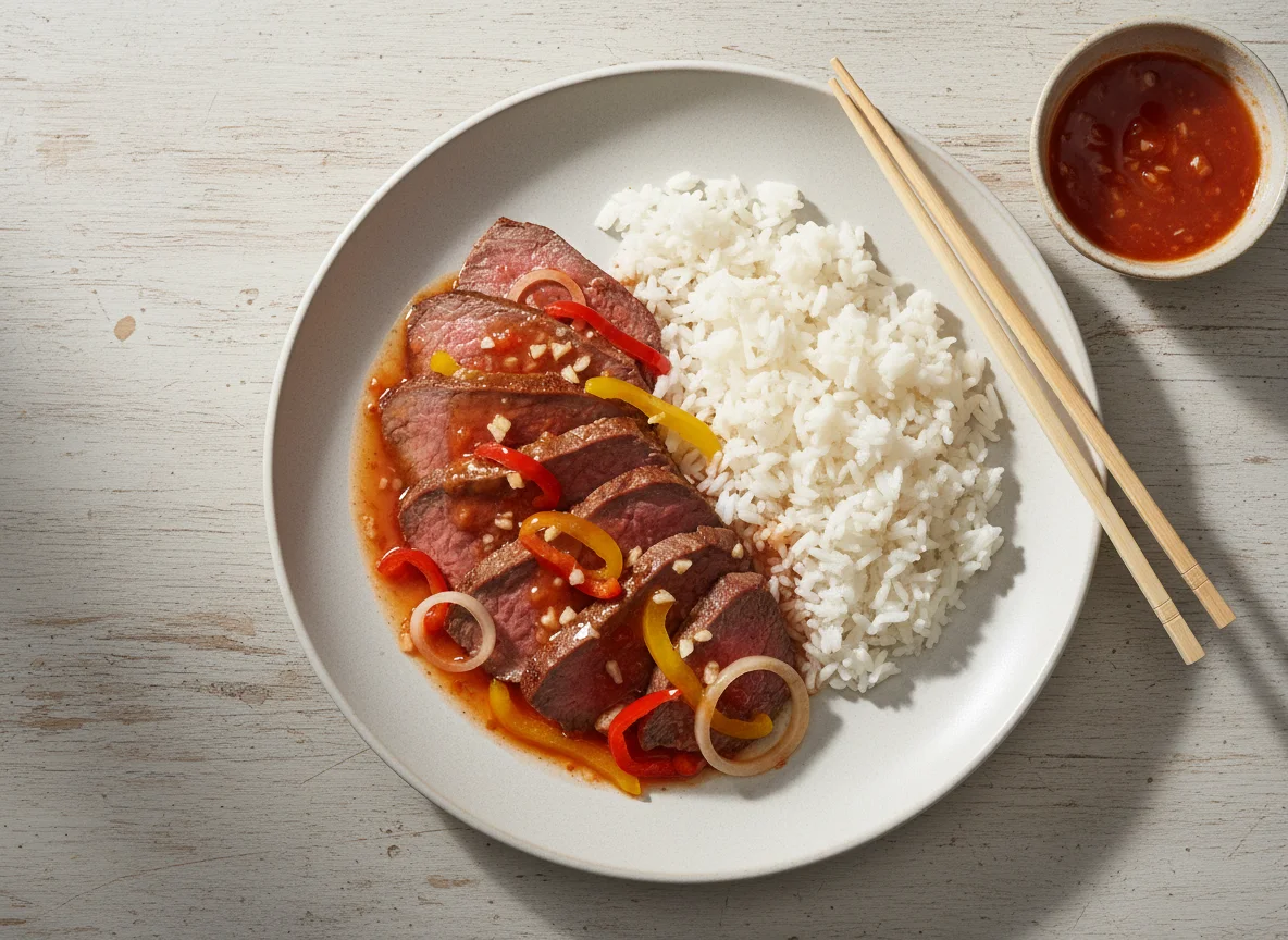 Говядина Су-вид с отварным рисом photo