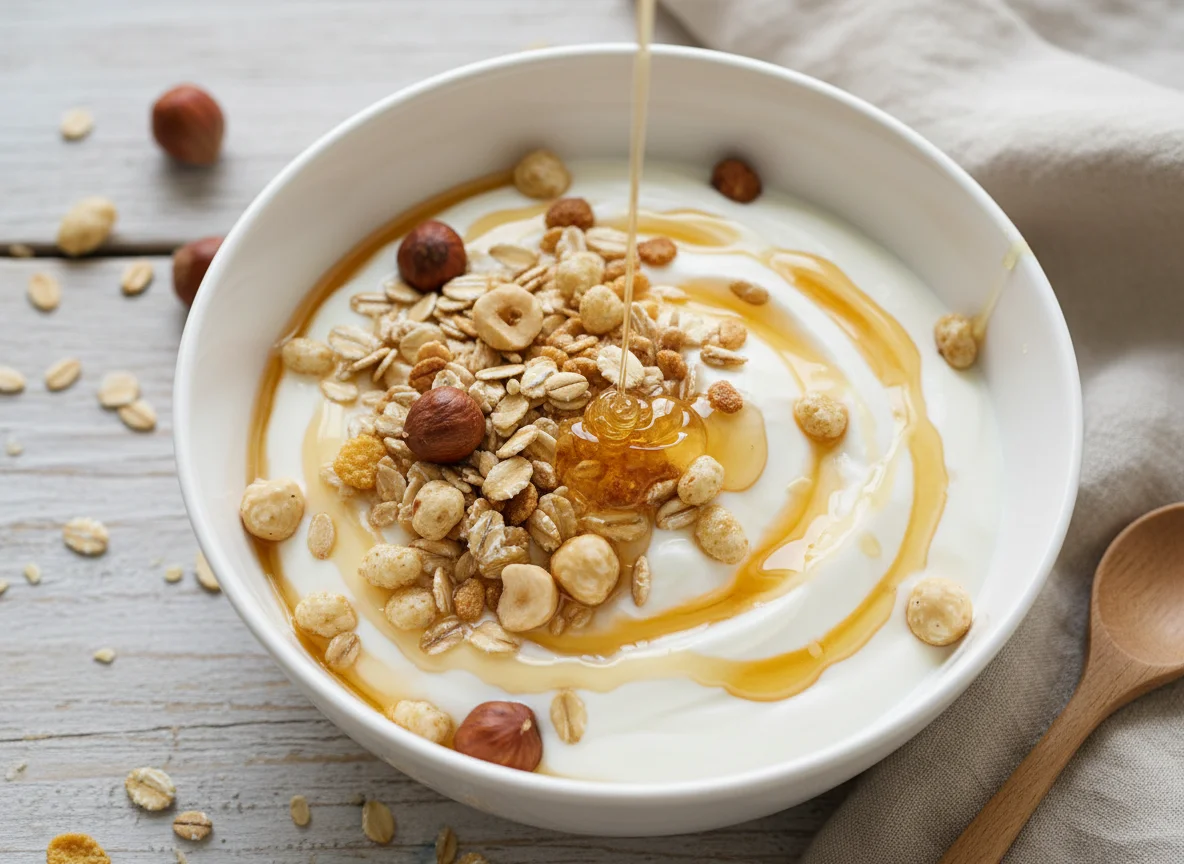 Греческий йогурт с орехами, злаками и медом photo