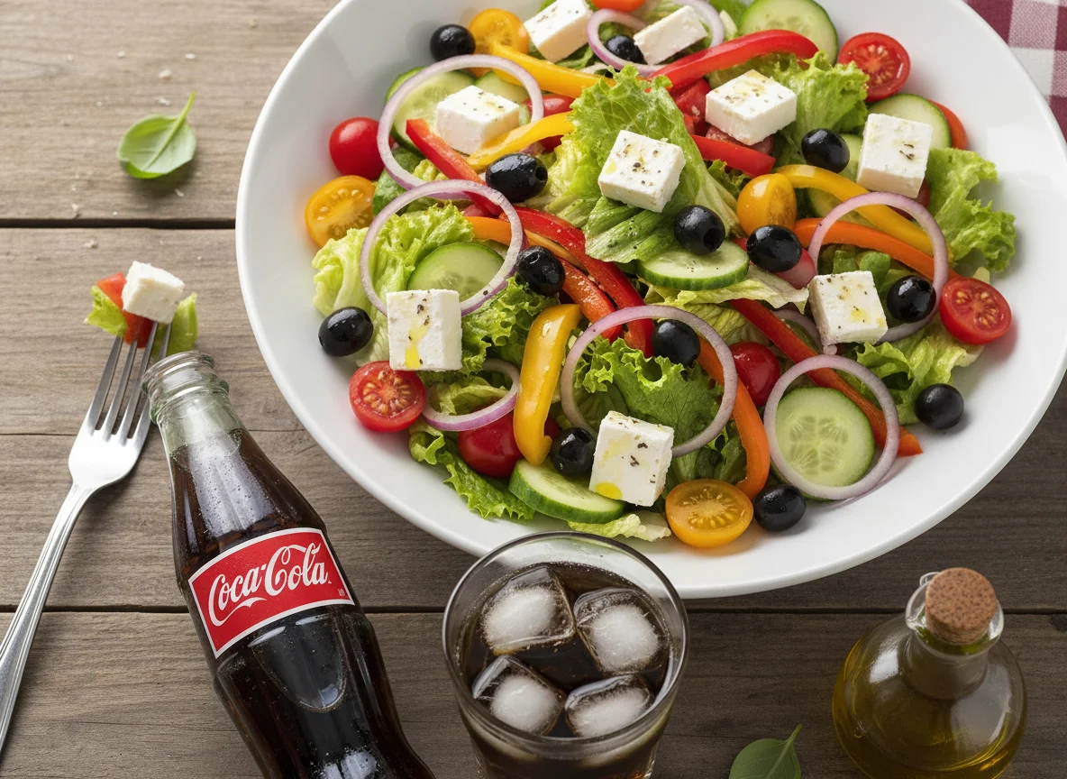 Греческий салат и Кока-Кола photo