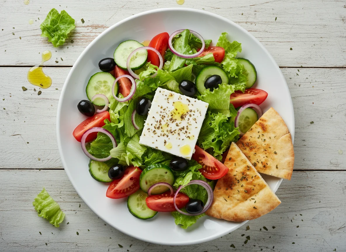 Греческий салат с питой photo