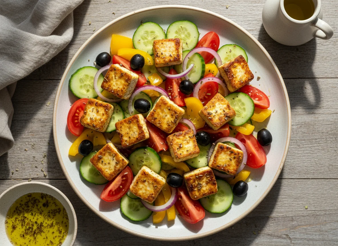 Греческий салат с тофу photo