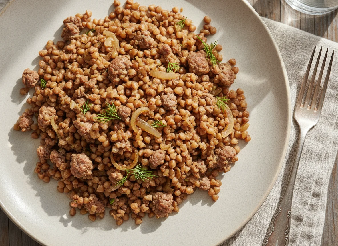 Гречка по-купечески с мясным фаршем photo
