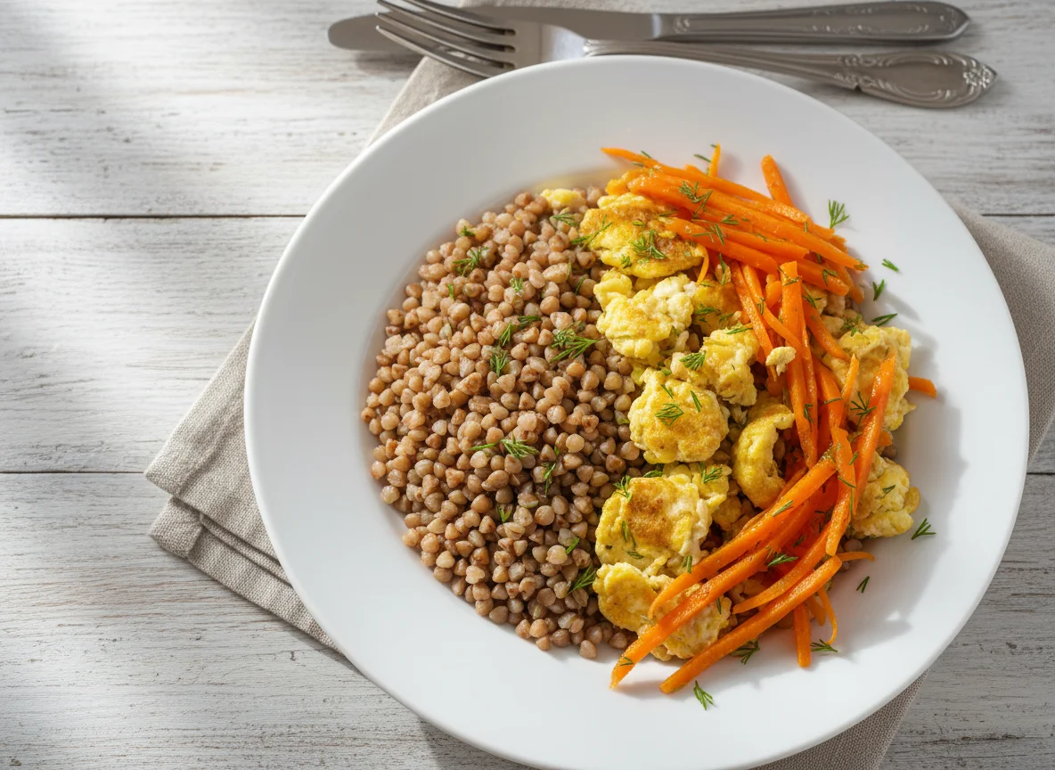 Гречка с яйцом и морковью photo