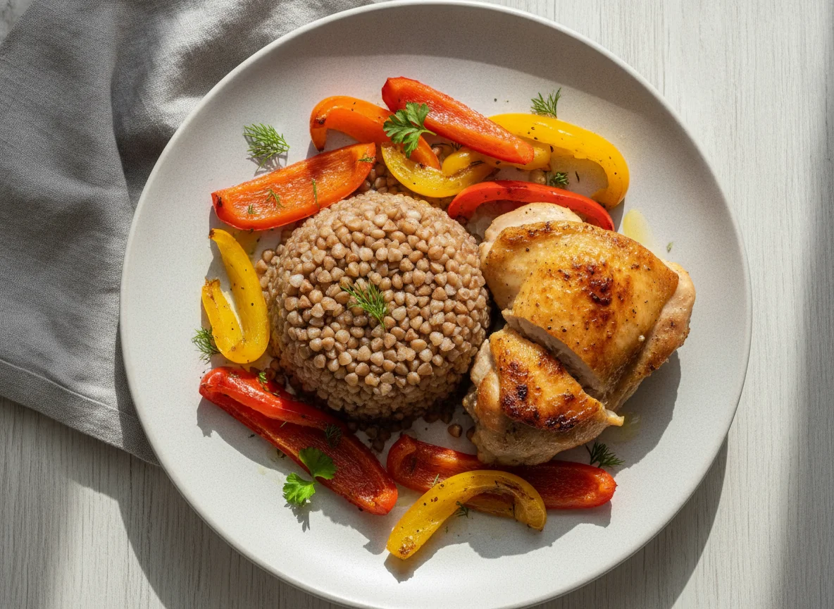 Гречка с курицей и болгарским перцем photo