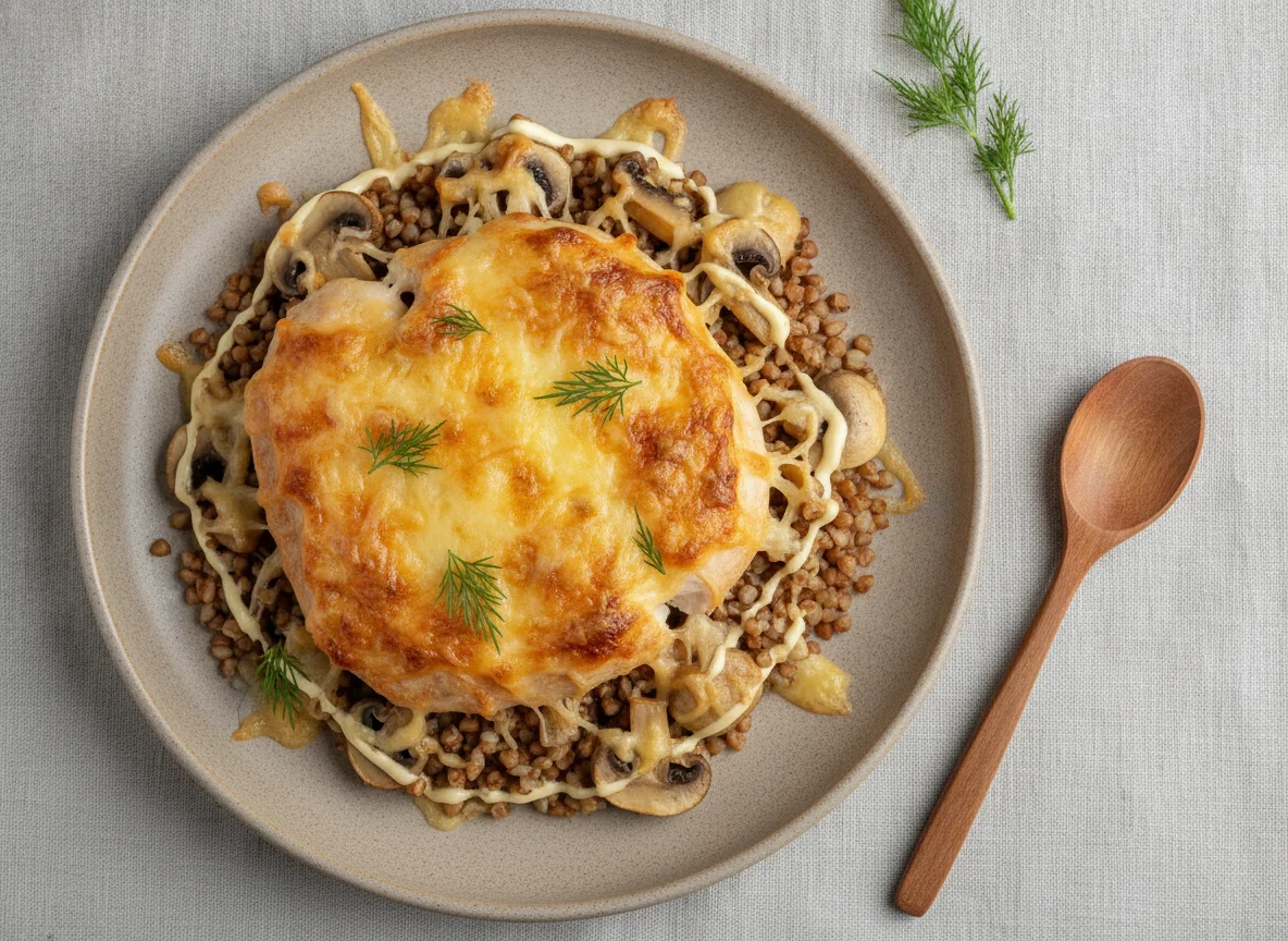 Гречка с курицей по-французски photo