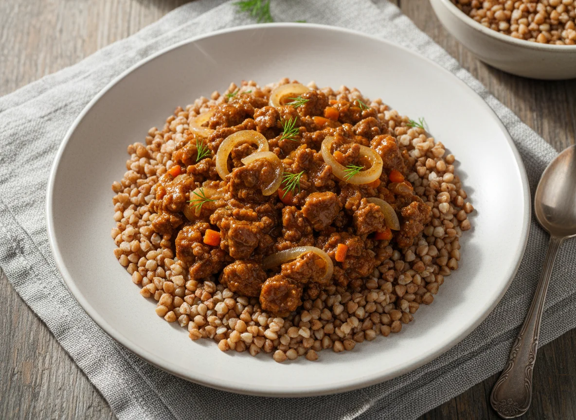 Гречка с мясным соусом photo