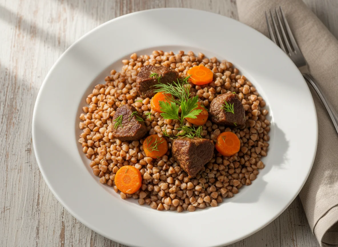 Гречка с мясом и морковью photo