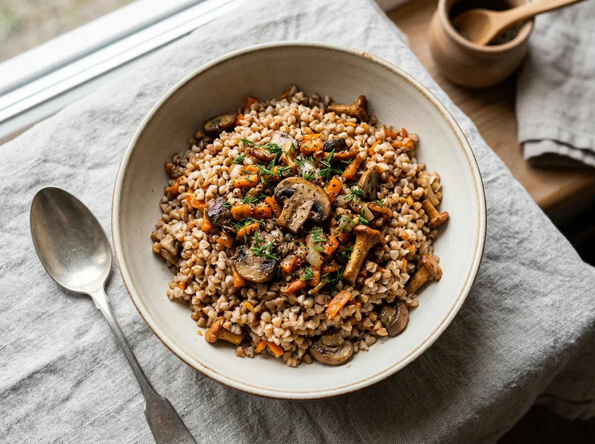 Гречка с морковью и грибами photo