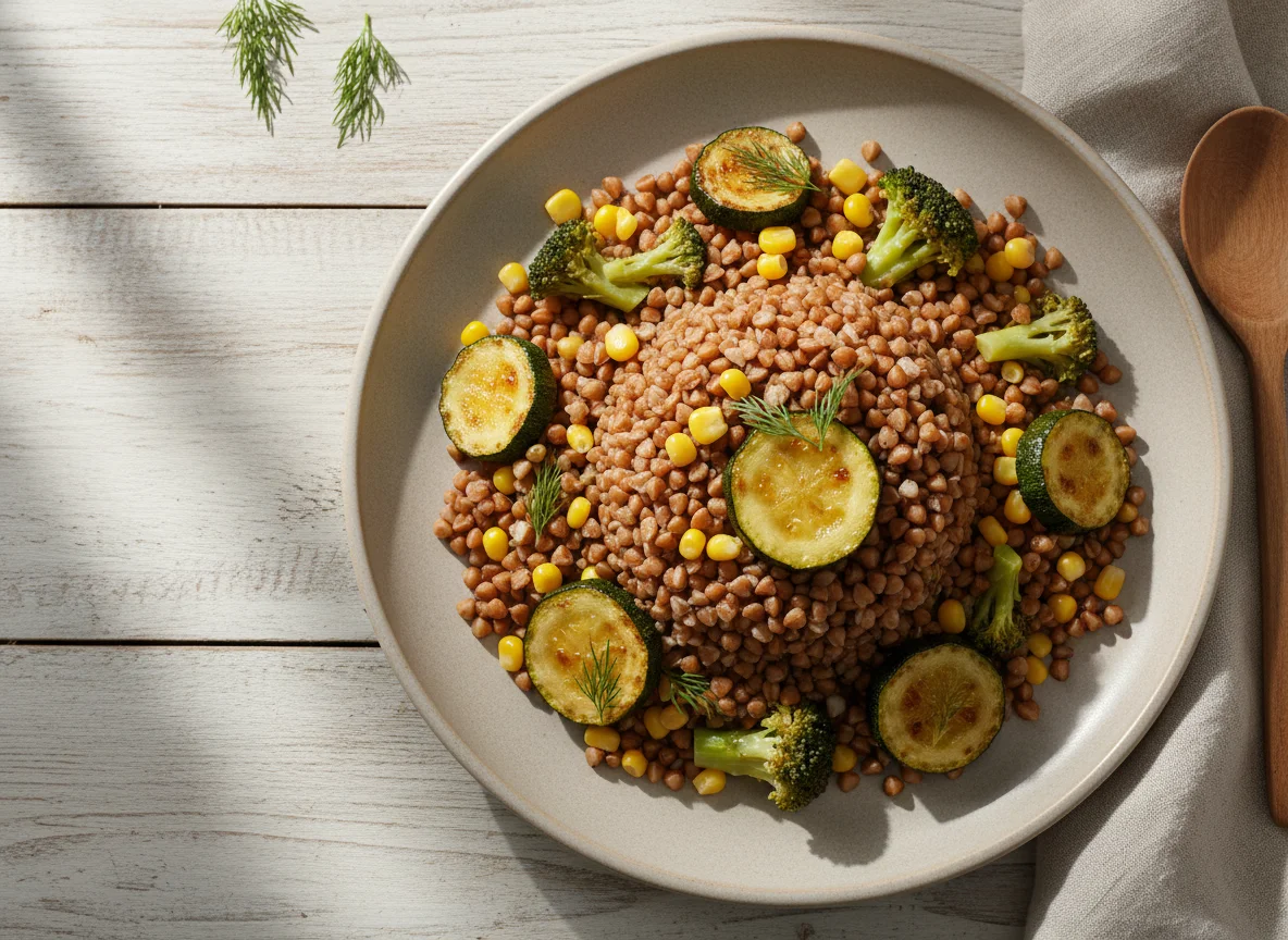 Гречка с овощами photo