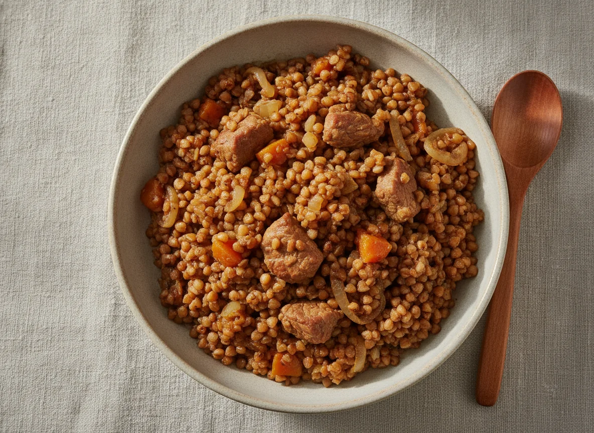 Гречка со свининой и овощами photo