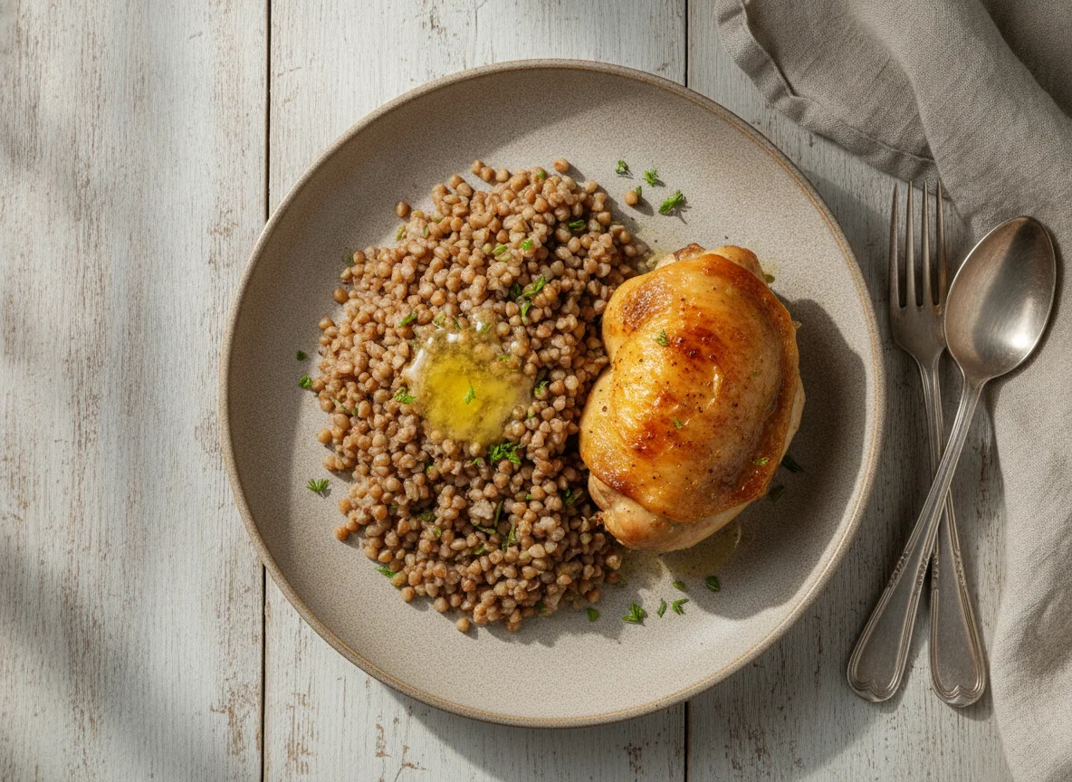 Гречневая каша с куриным бедром photo