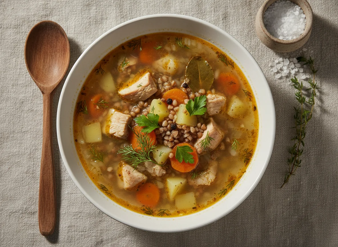 Гречневый суп с курицей photo