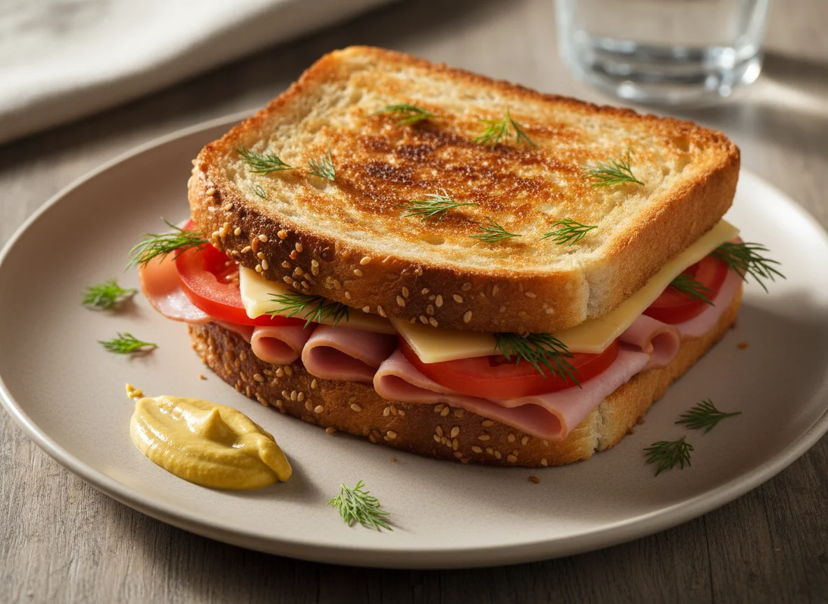 Гриль-сэндвич с ветчиной и сыром photo