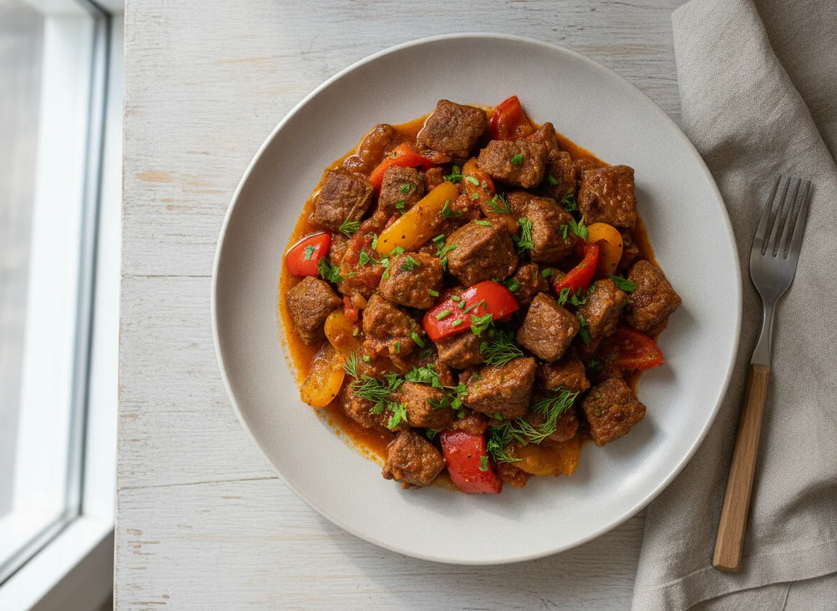 Гуляш из говядины с овощами photo
