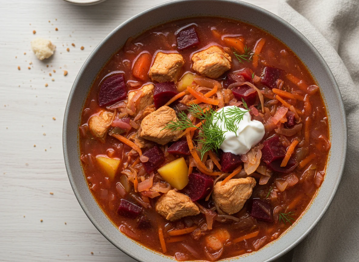 Густой борщ с курицей photo