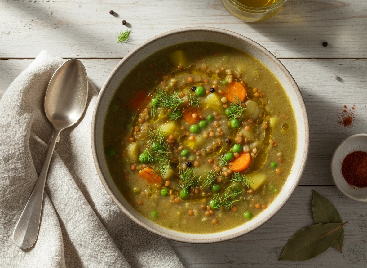 Густой гороховый или чечевичный суп photo