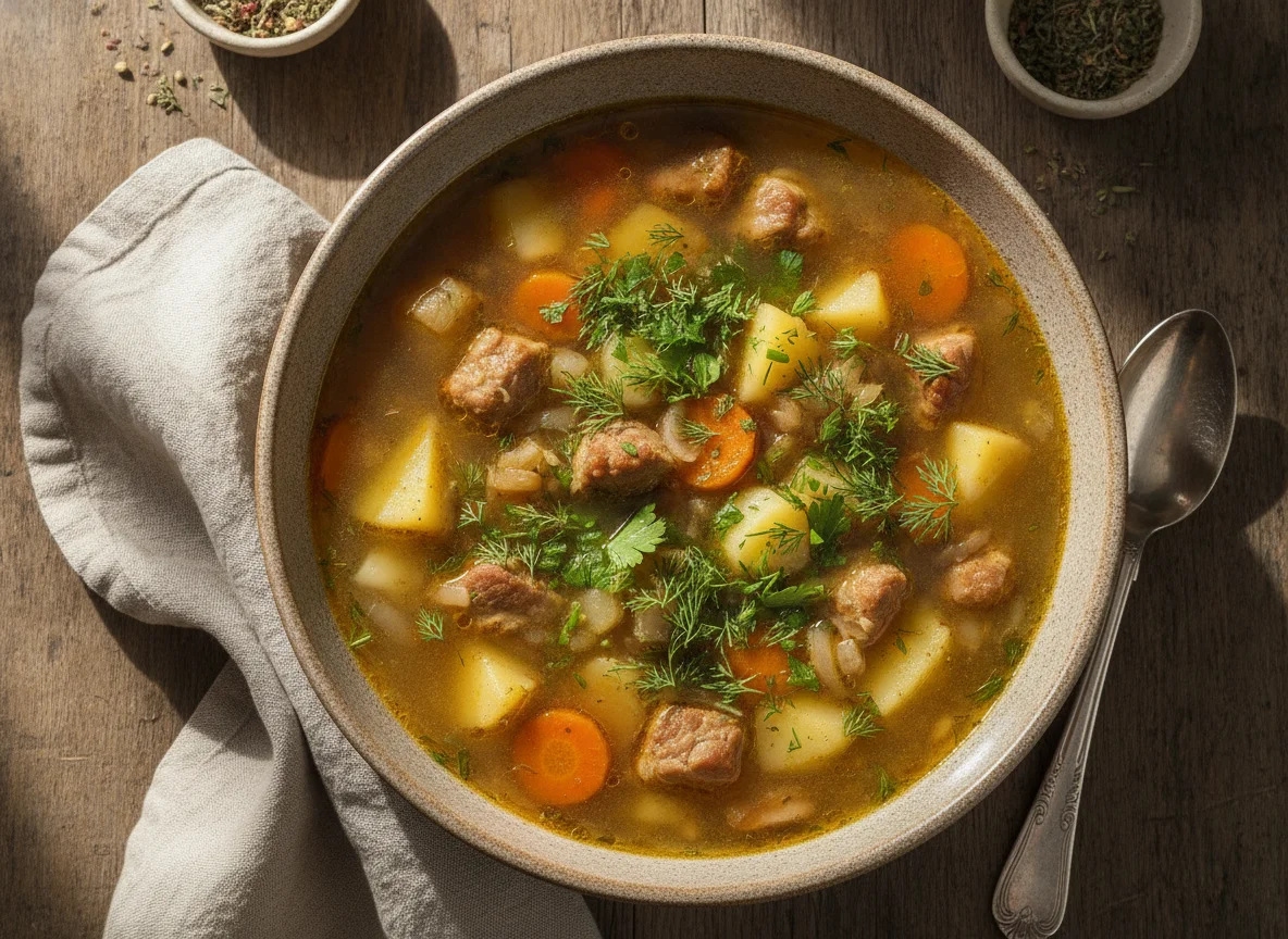 Густой суп с картофелем и мясом photo