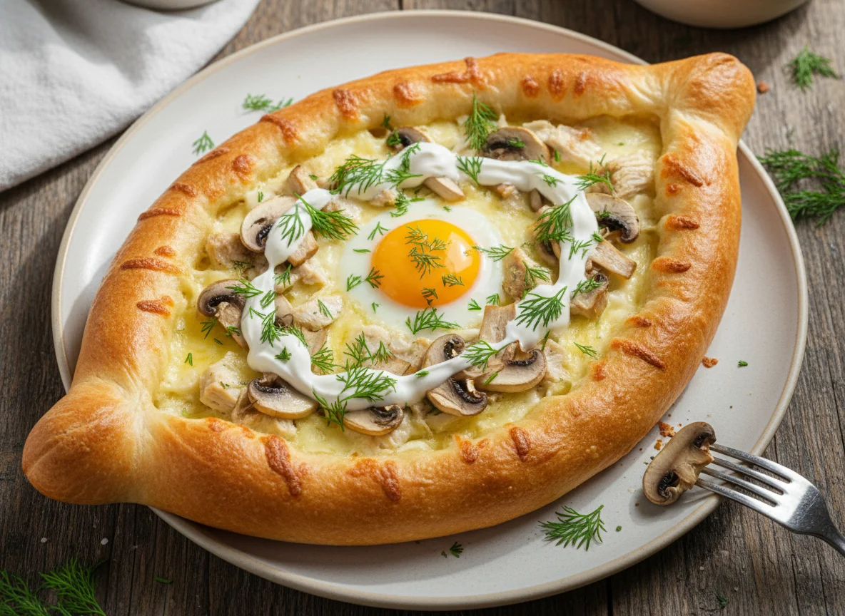 Хачапури с курицей и грибами photo
