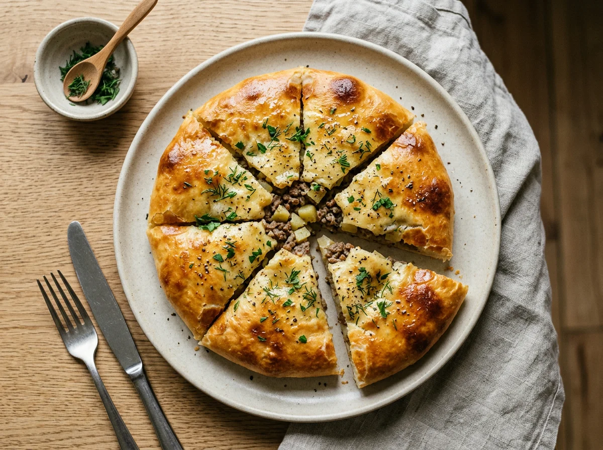 Хачапури с мясом и картофелем photo