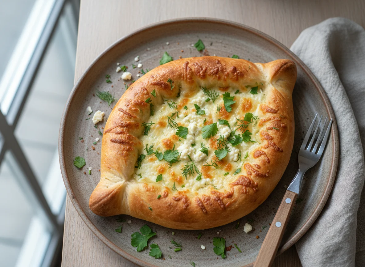 Хачапури с сыром и зеленью photo