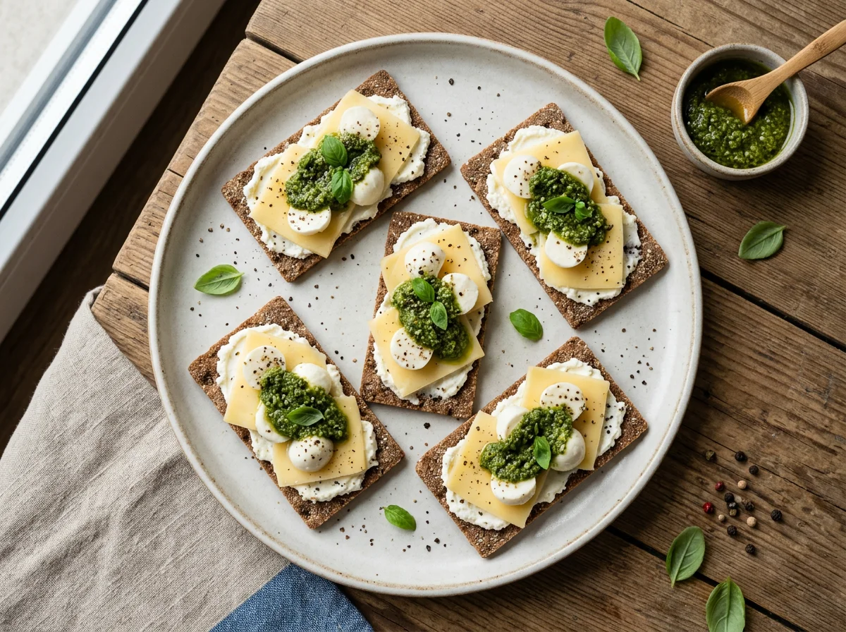 Хлебцы с сыром и песто photo