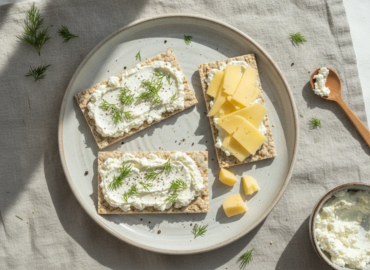 Хлебцы с творожным сыром и твердым сыром photo