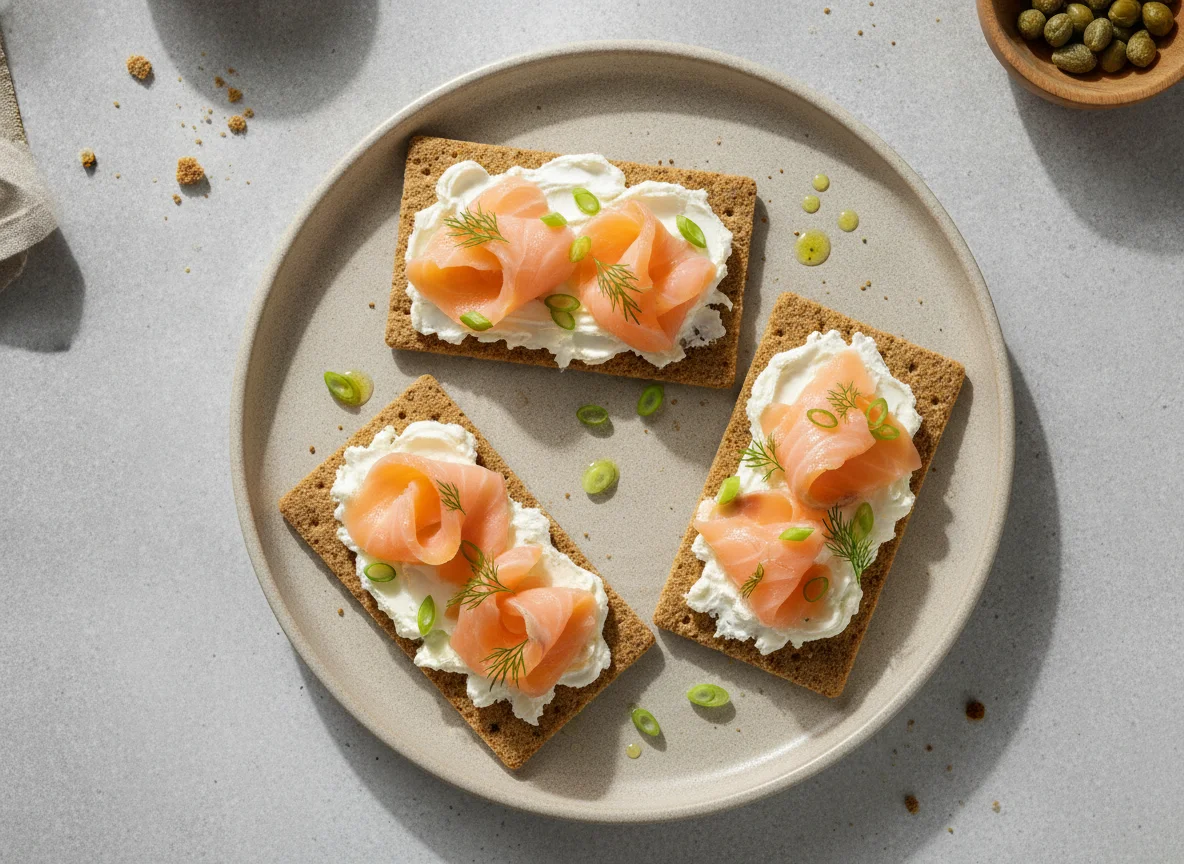 Хлебцы со сливочным сыром и слабосоленой семгой photo