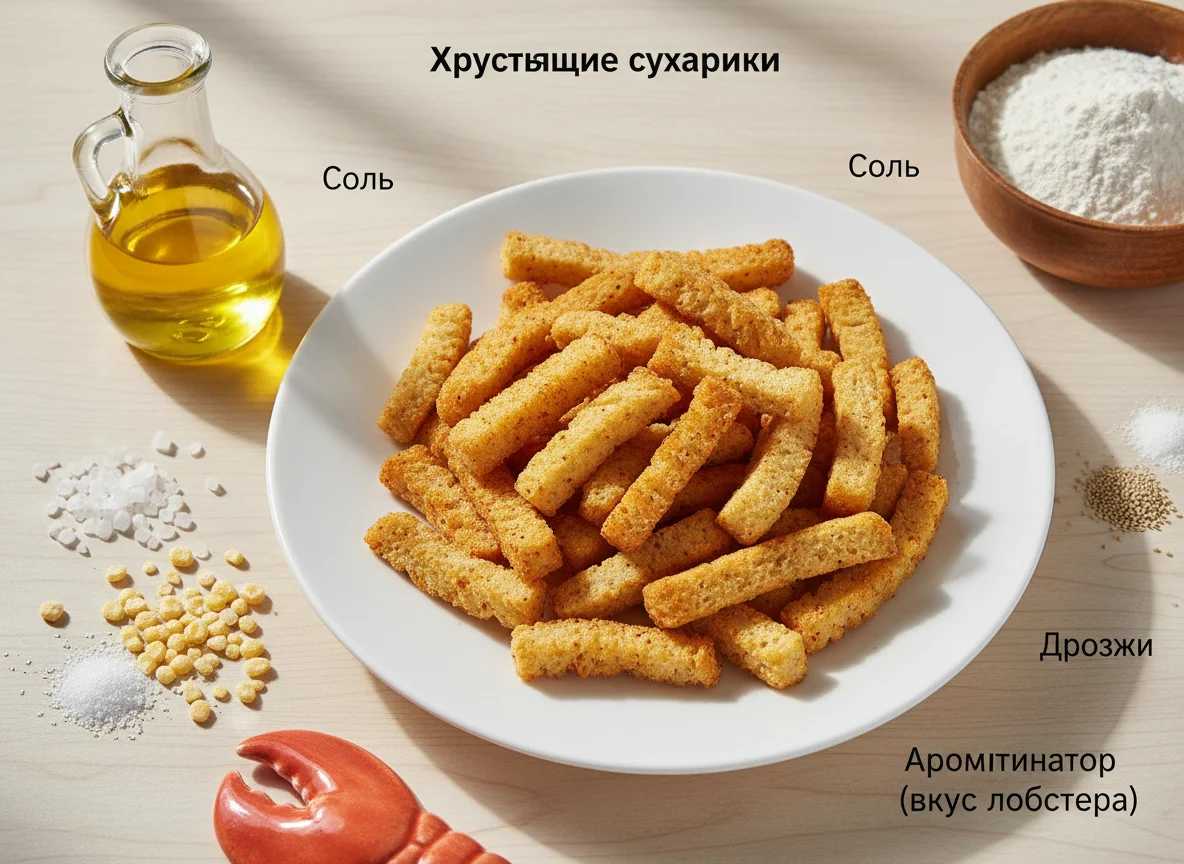Хрустящие сухарики со вкусом лобстера photo