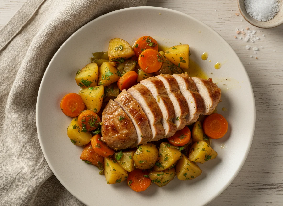 Индейка с тушеными овощами photo