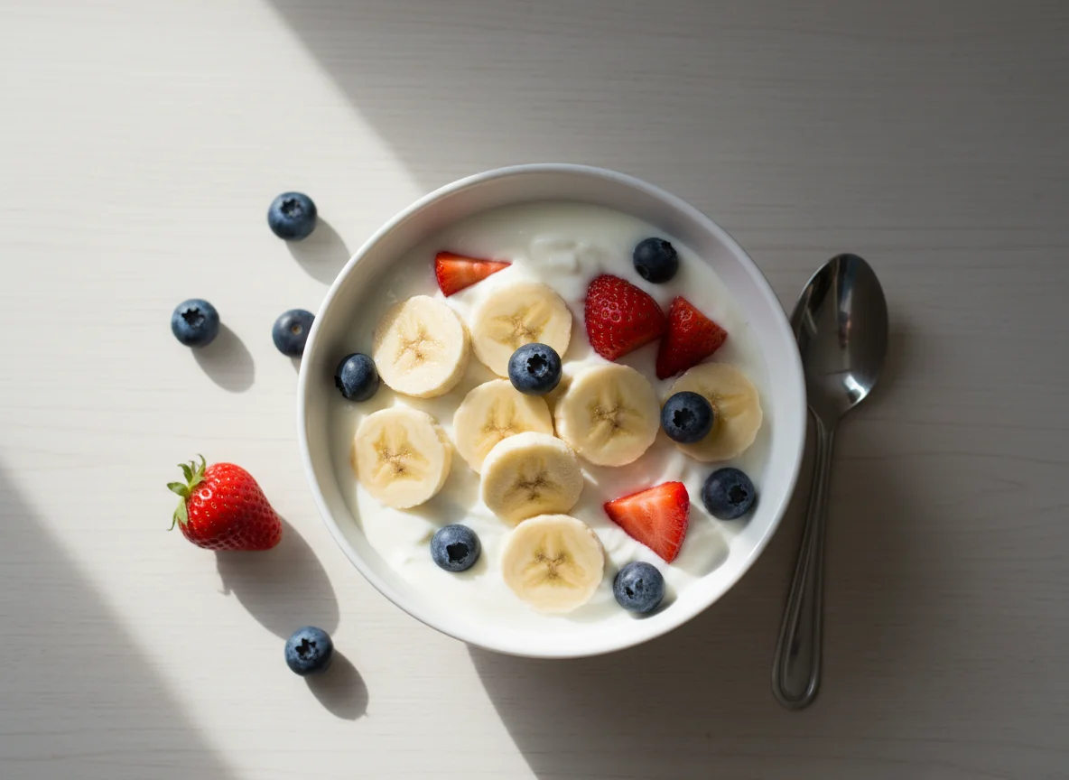 Йогурт с фруктами и ягодами photo