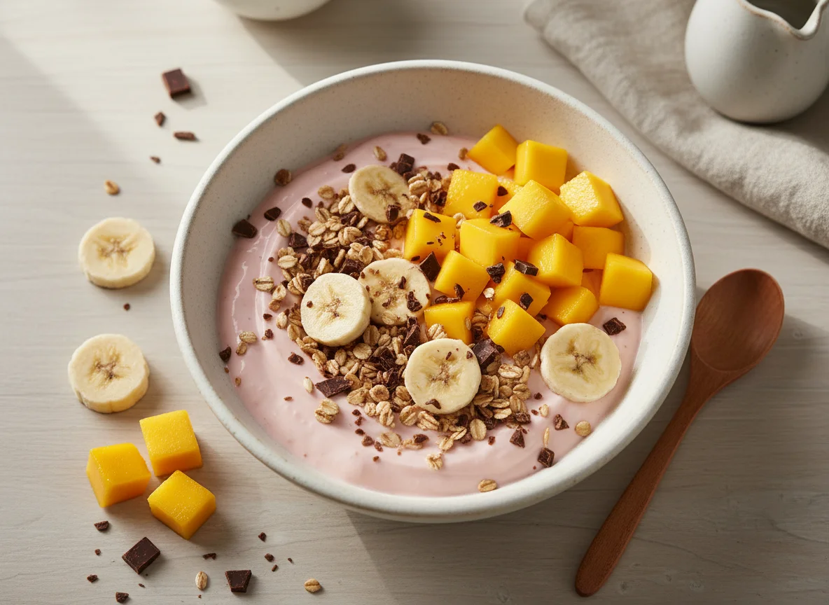 Йогурт с манго и мюсли photo