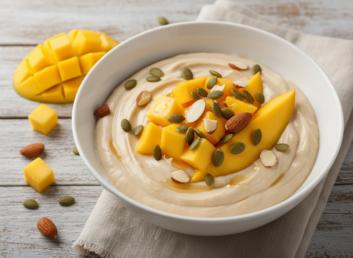 Йогурт с манго и орехами photo