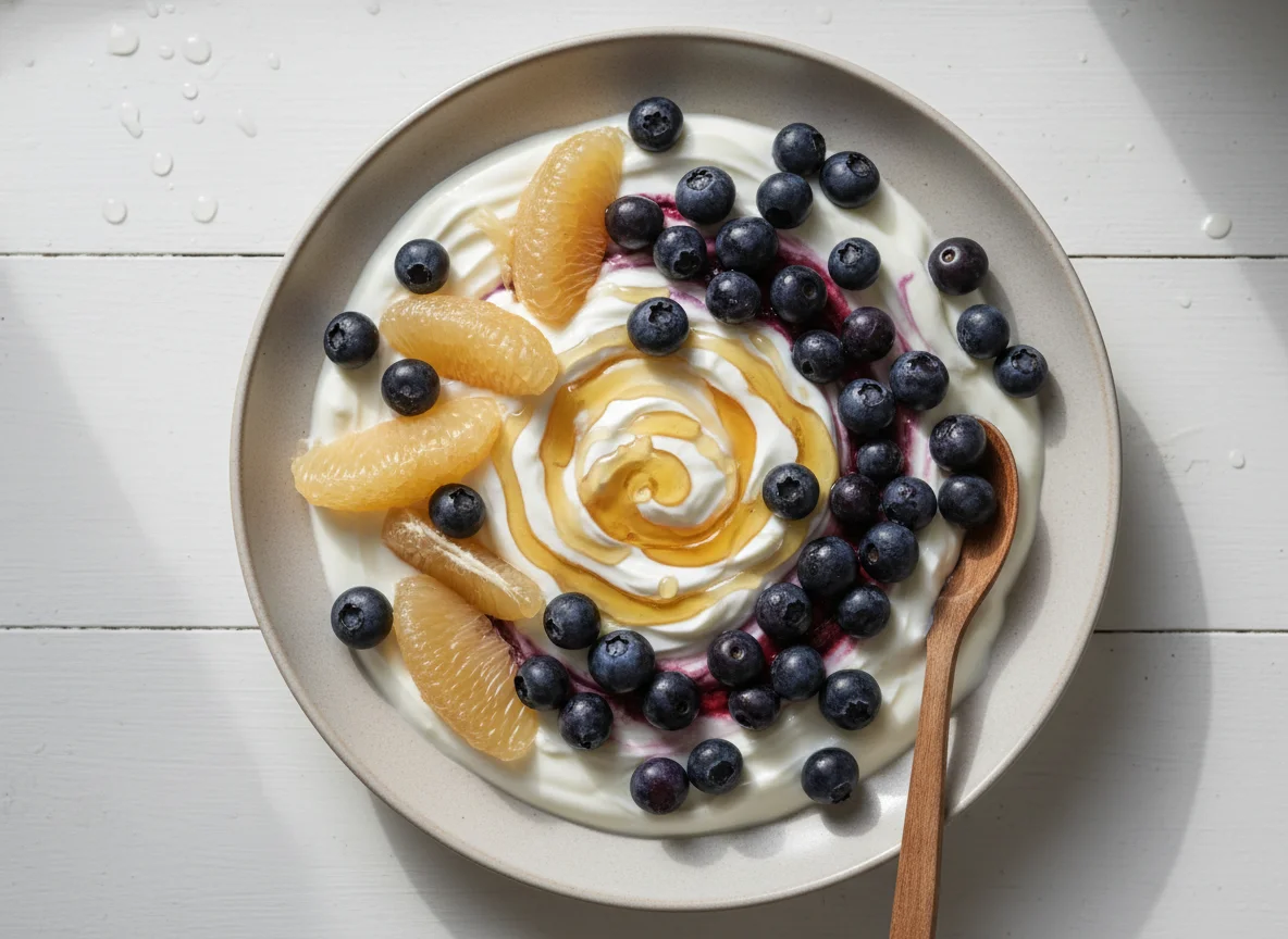 Йогурт с помело, черникой и медом photo