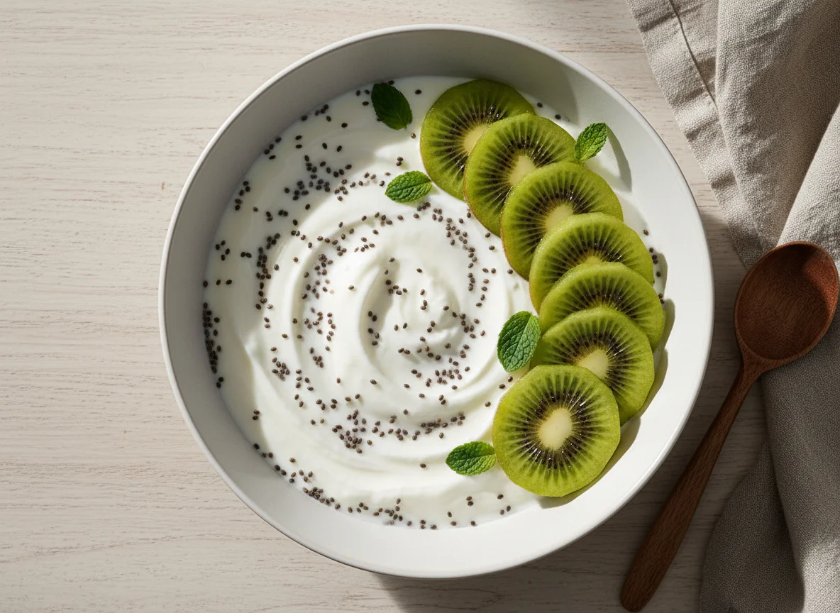Йогурт с семенами чиа и киви photo