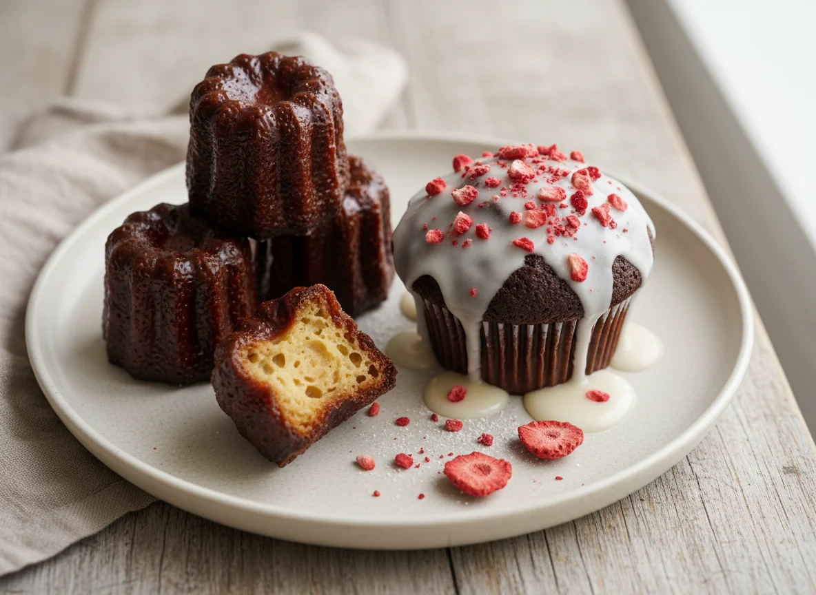 Каннеле и кекс с глазурью photo