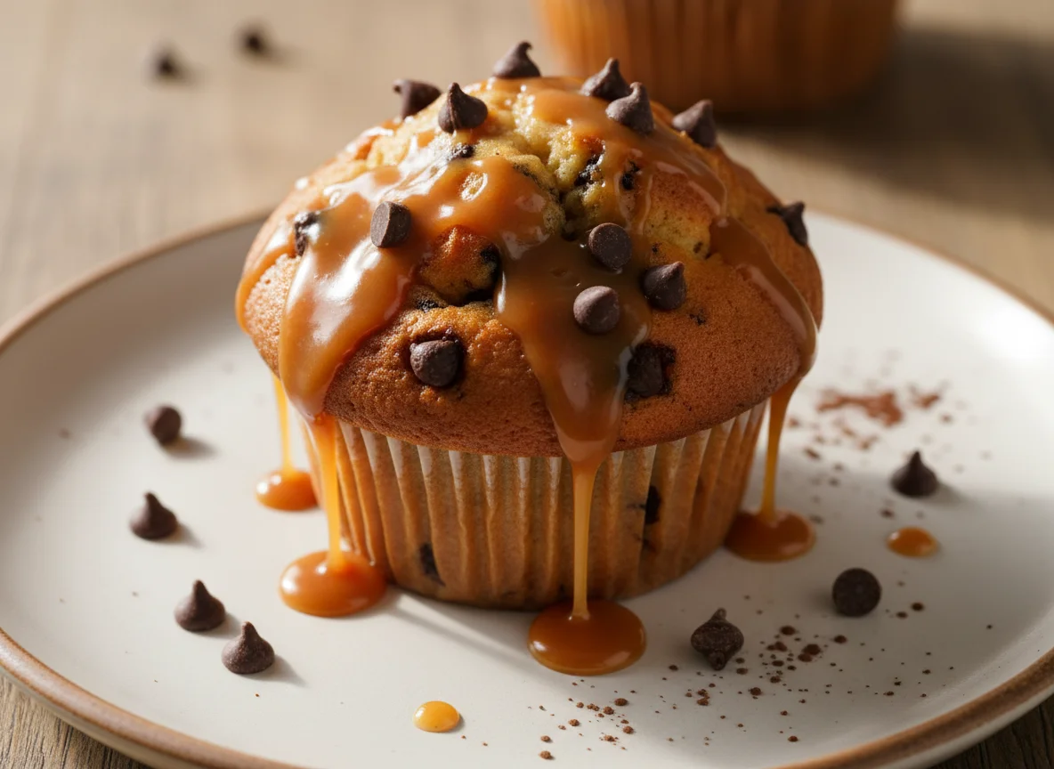 Карамельный кекс с шоколадной крошкой photo