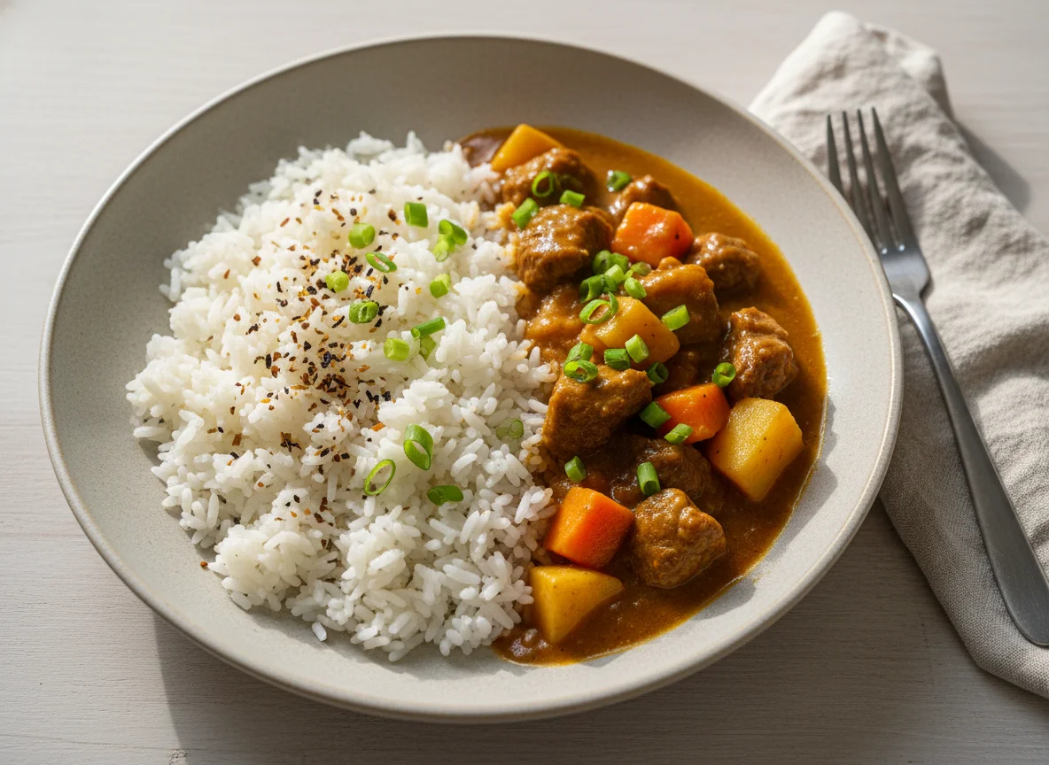 Карри с говядиной и рисом photo