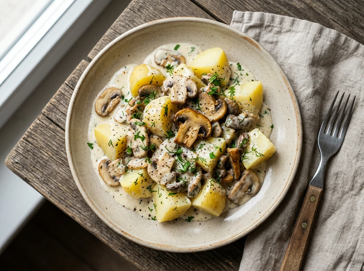 Картофель с грибами в сливочном соусе photo
