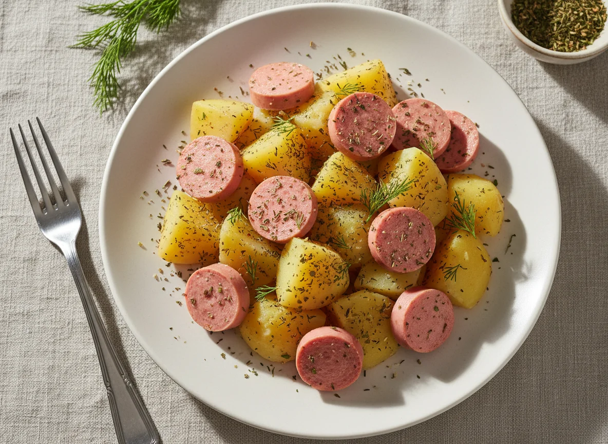 Картофель с колбасой photo