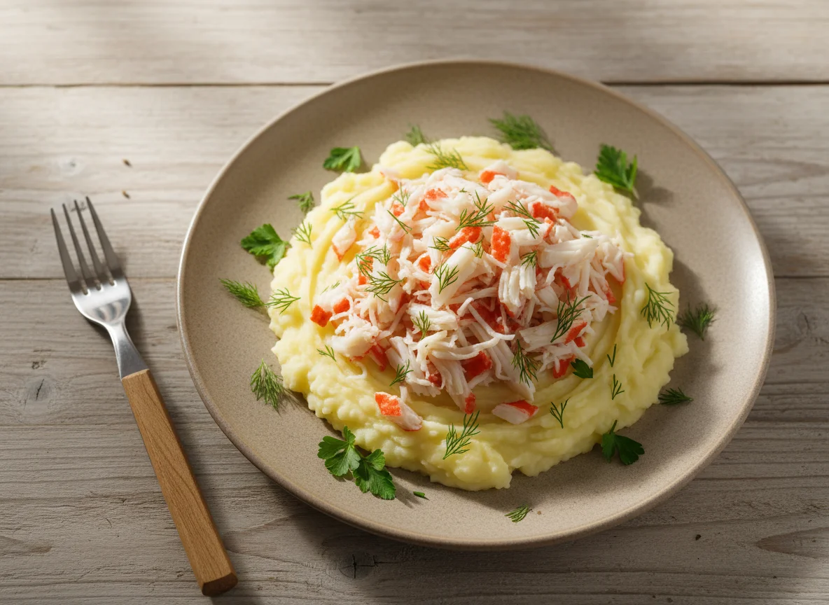 Картофель с крабовым мясом photo
