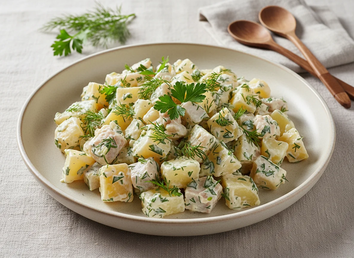 Картофельный салат с рыбой photo