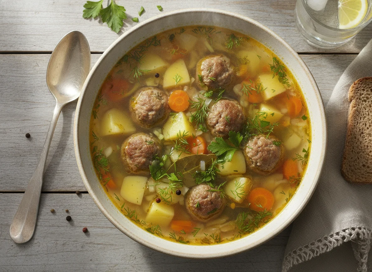 Картофельный суп с мясными фрикадельками photo