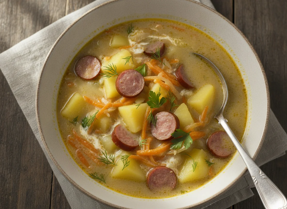 Картофельный суп с сосисками photo