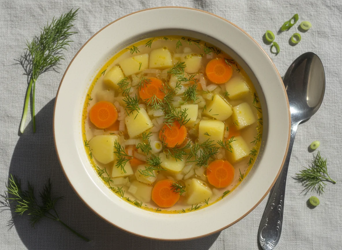 Картофельный суп с укропом photo